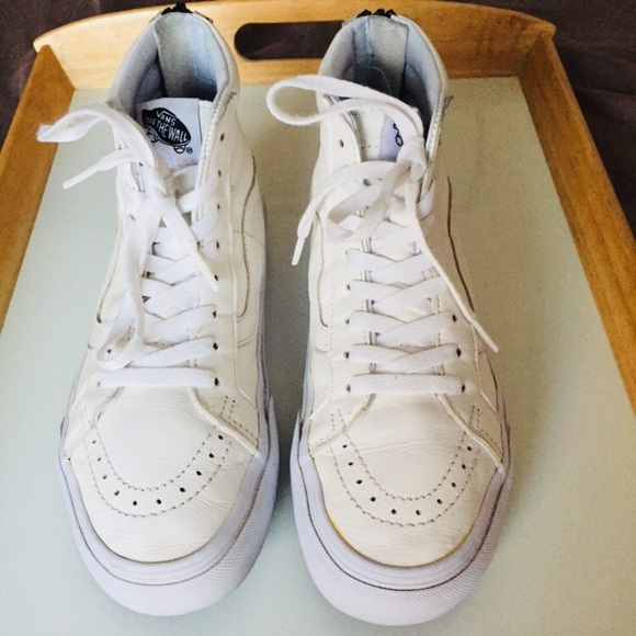 vans sk8 hi true white leather